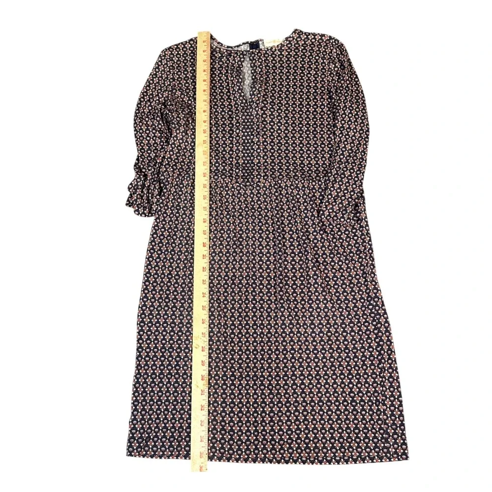 Tory‎ Burch Silk Jersey Dress Women Small Navy Orange Geometric Keyhole 22152495
